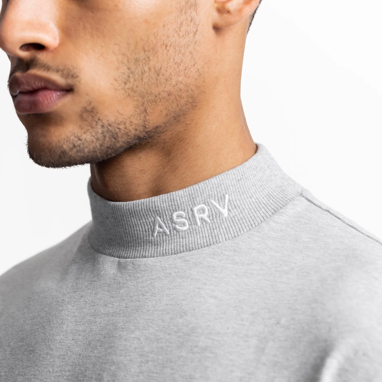 0559. CottonPlus™ Mock Neck Long Sleeve - Heather Grey