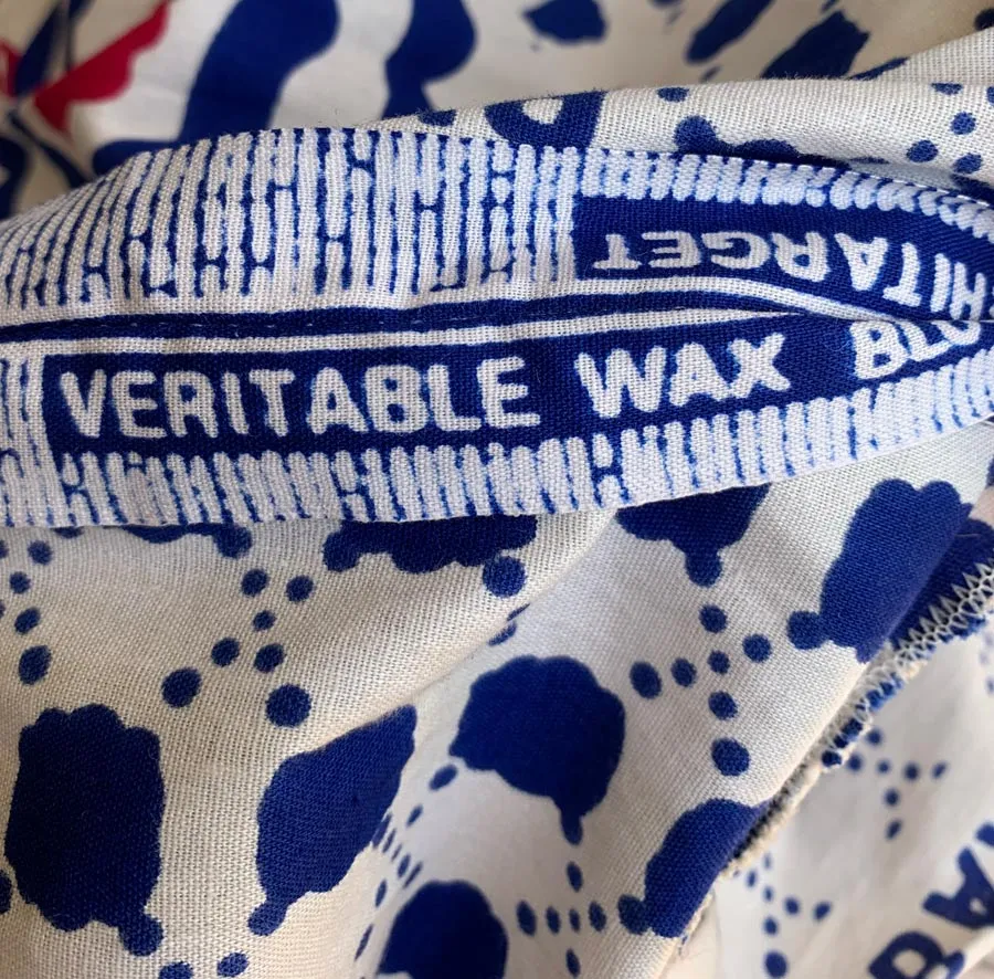 80s Sun Dress Women's Tiered Skirt Ruffled Blue White Red Block Print Vintage Festival Small VFG