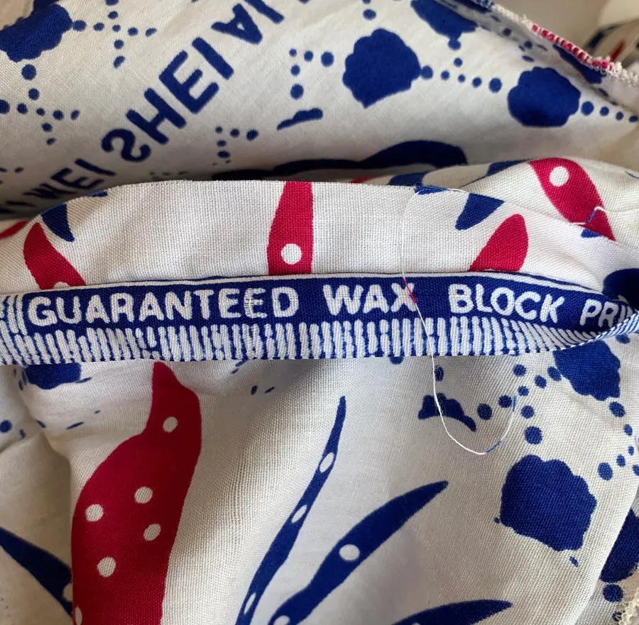 80s Sun Dress Women's Tiered Skirt Ruffled Blue White Red Block Print Vintage Festival Small VFG