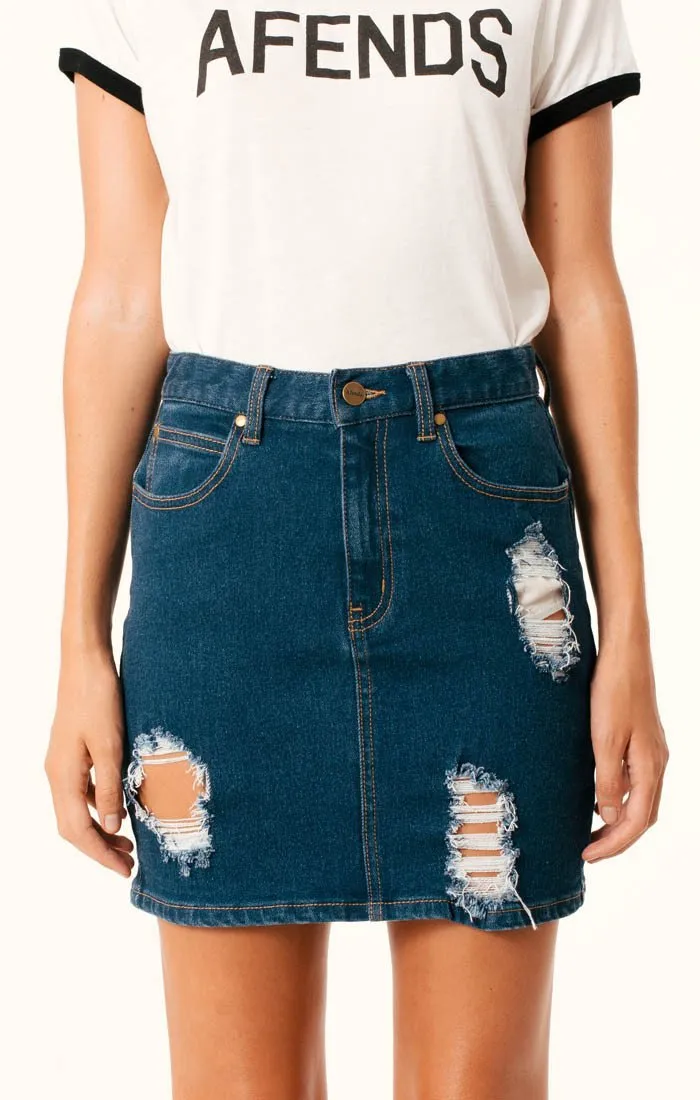 Afends Womens Beat Chevy - Indigo - Denim Skirt