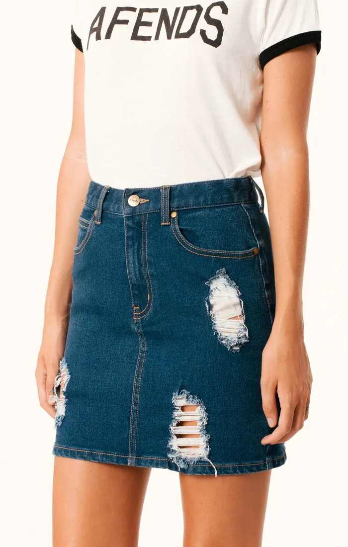 Afends Womens Beat Chevy - Indigo - Denim Skirt