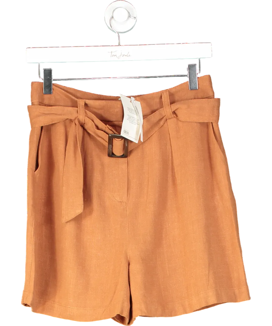 ASOS Orange Linen Blend Belted Shorts UK 10