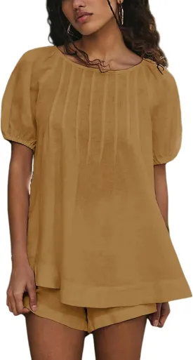Bianstore Women's Casual Pleated Swing Tee Shirts Loose Babydoll Peplum Tunic Tops