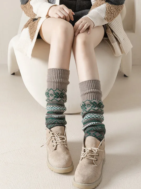 Casual Wool Keep Warm Printed Leg Warmers Accessories