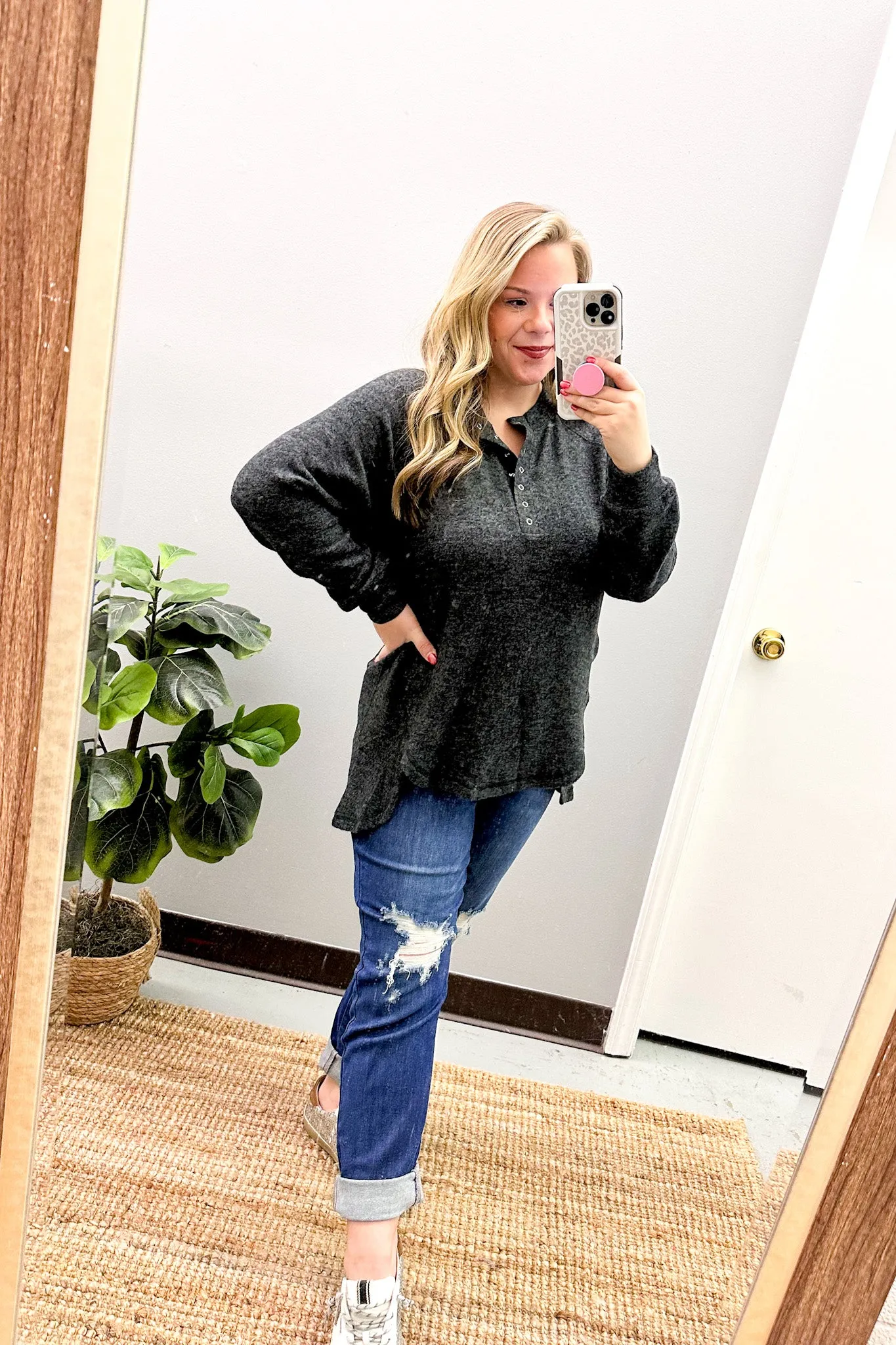 Comfy Stroll Pullover Top, Black