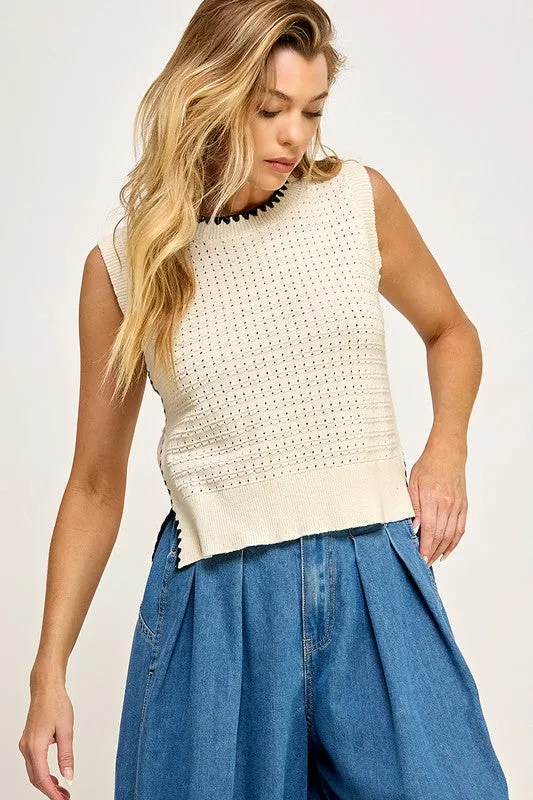Contrast Stitch Knit Tank