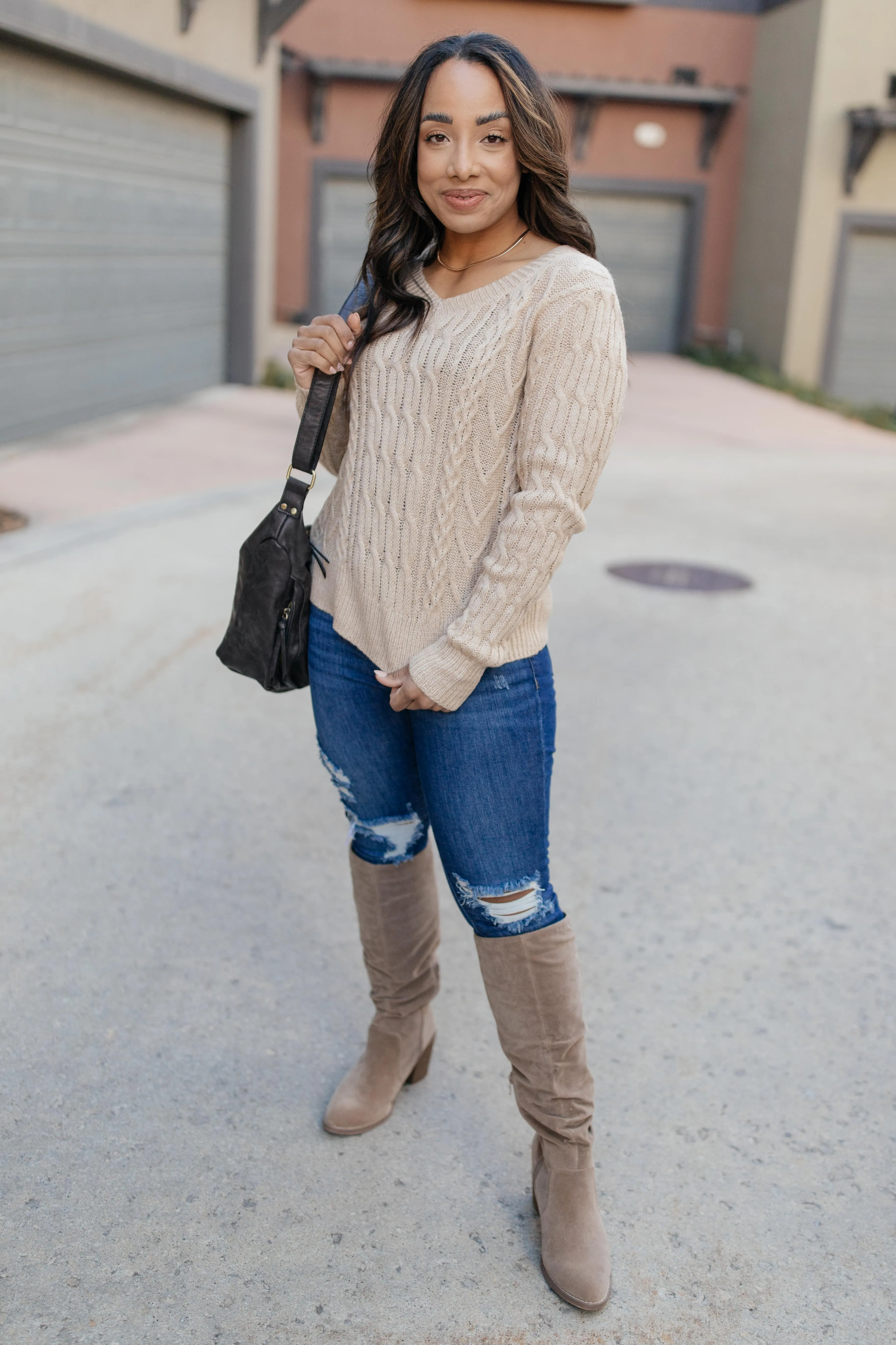 Cozy Cropped Sweater in Oatmeal