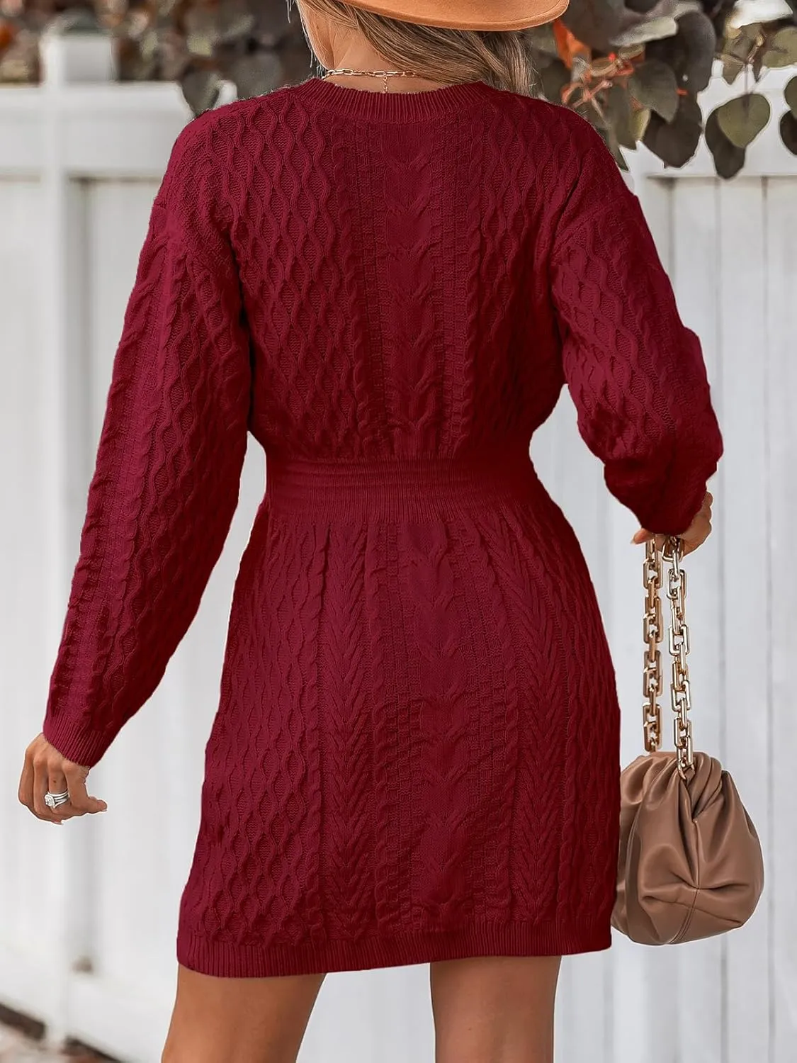 CUPSHE Women Long Sleeve Midi Sweater Dress Loose Cable Knit Pullover Trendy Fall Outfits