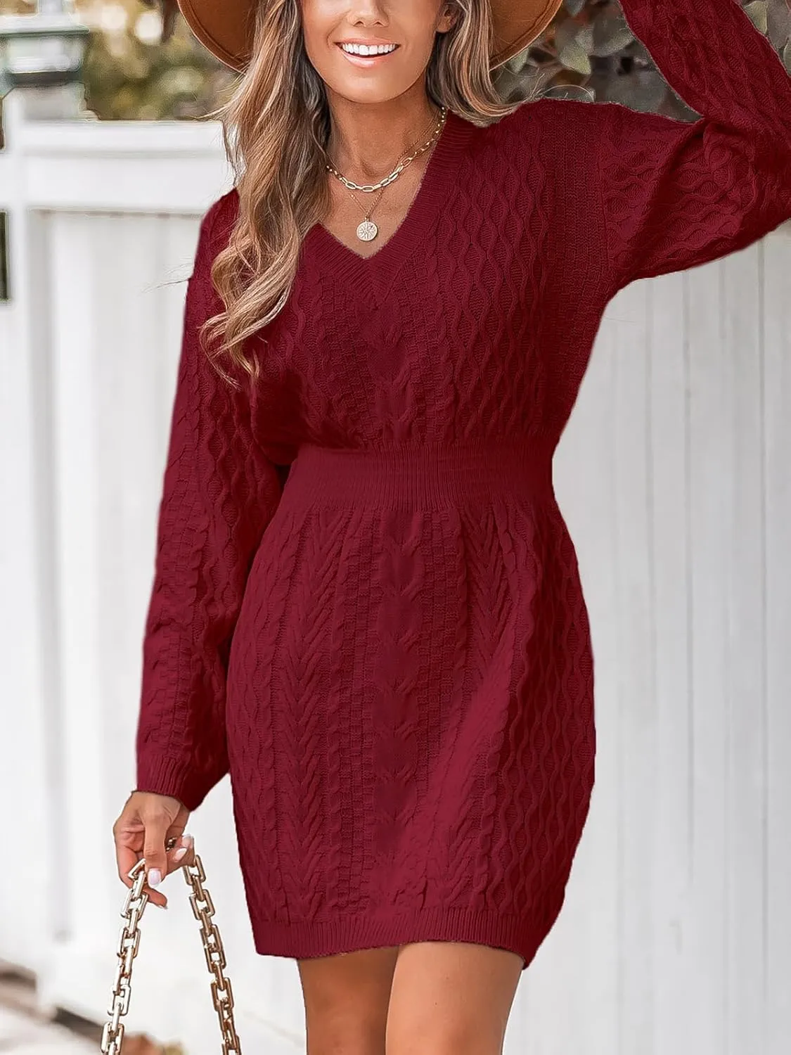 CUPSHE Women Long Sleeve Midi Sweater Dress Loose Cable Knit Pullover Trendy Fall Outfits