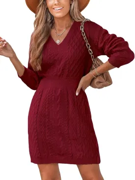 CUPSHE Women Long Sleeve Midi Sweater Dress Loose Cable Knit Pullover Trendy Fall Outfits