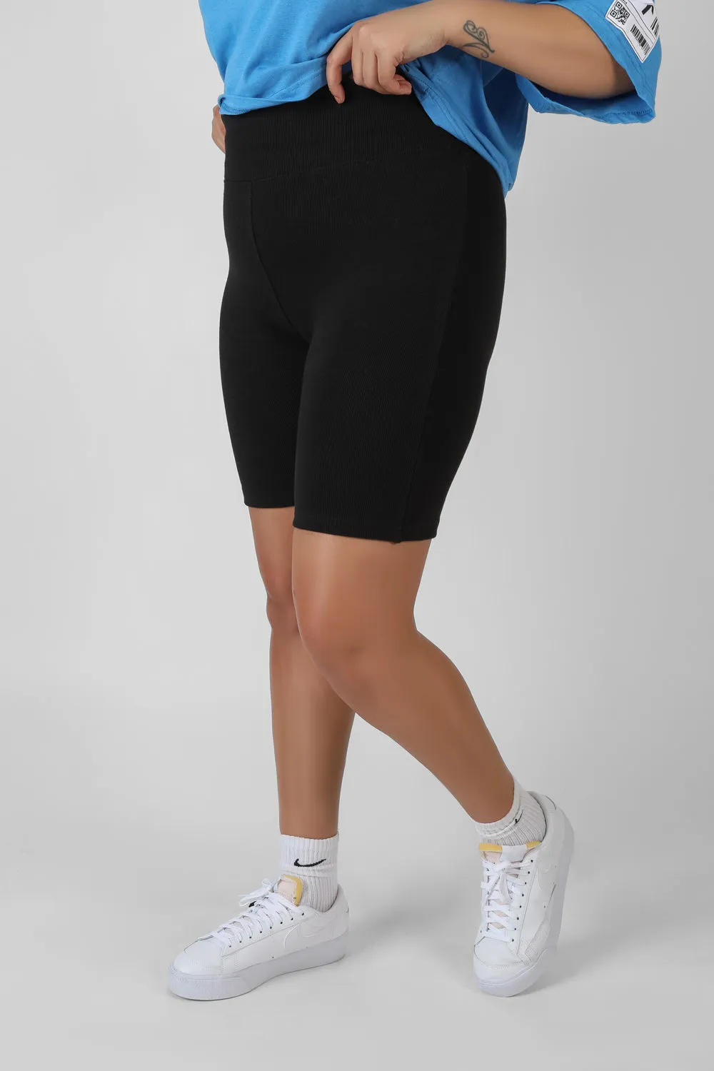 Curve Rib Cycling Shorts Black