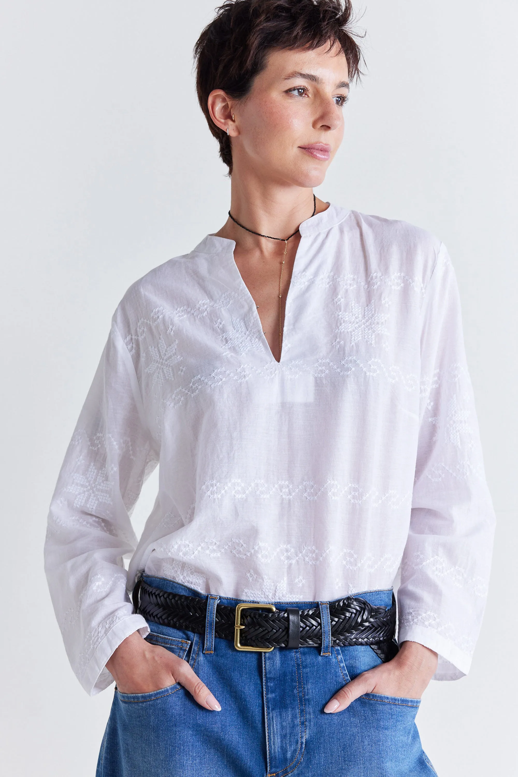 Embroidered Caftan Top