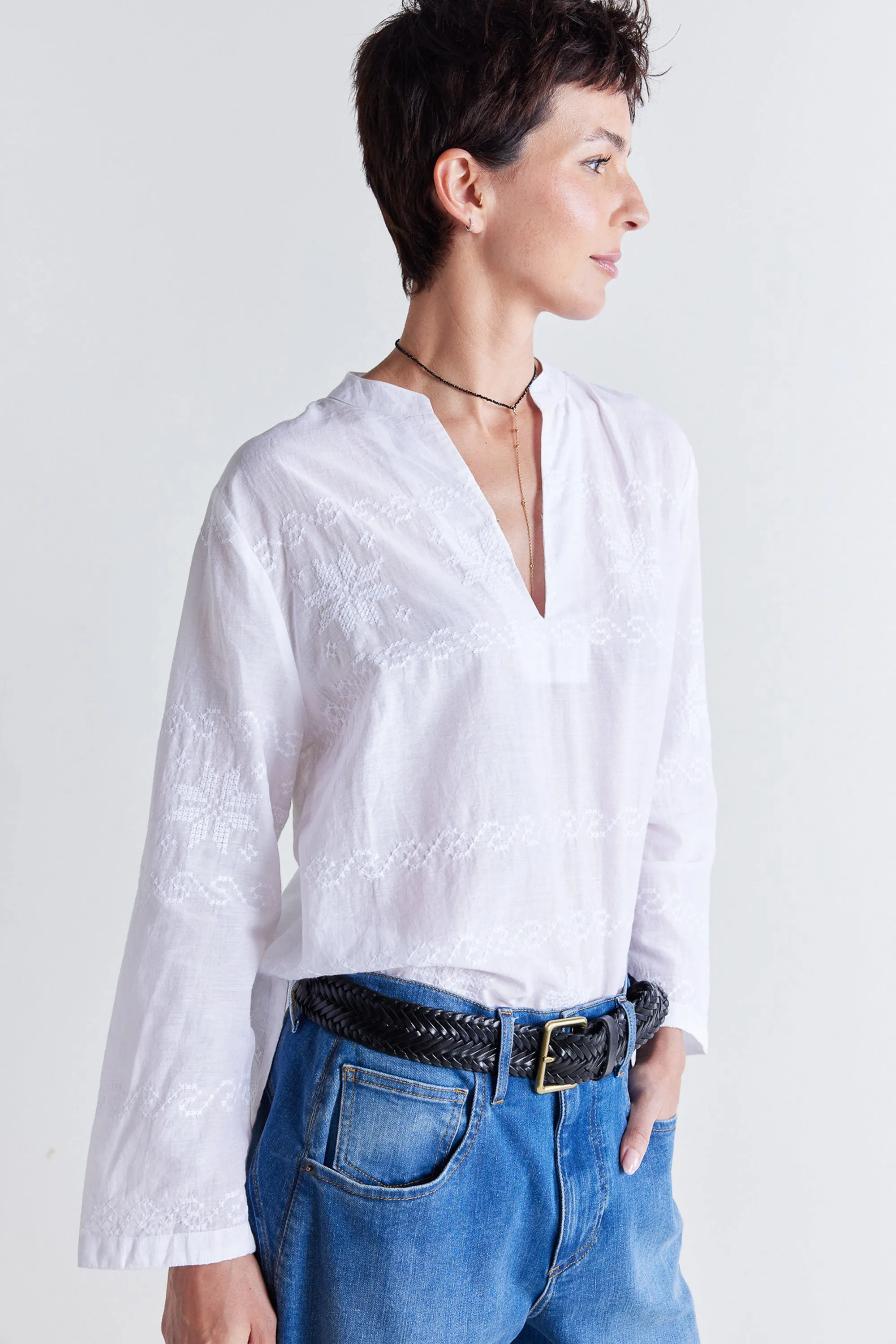 Embroidered Caftan Top
