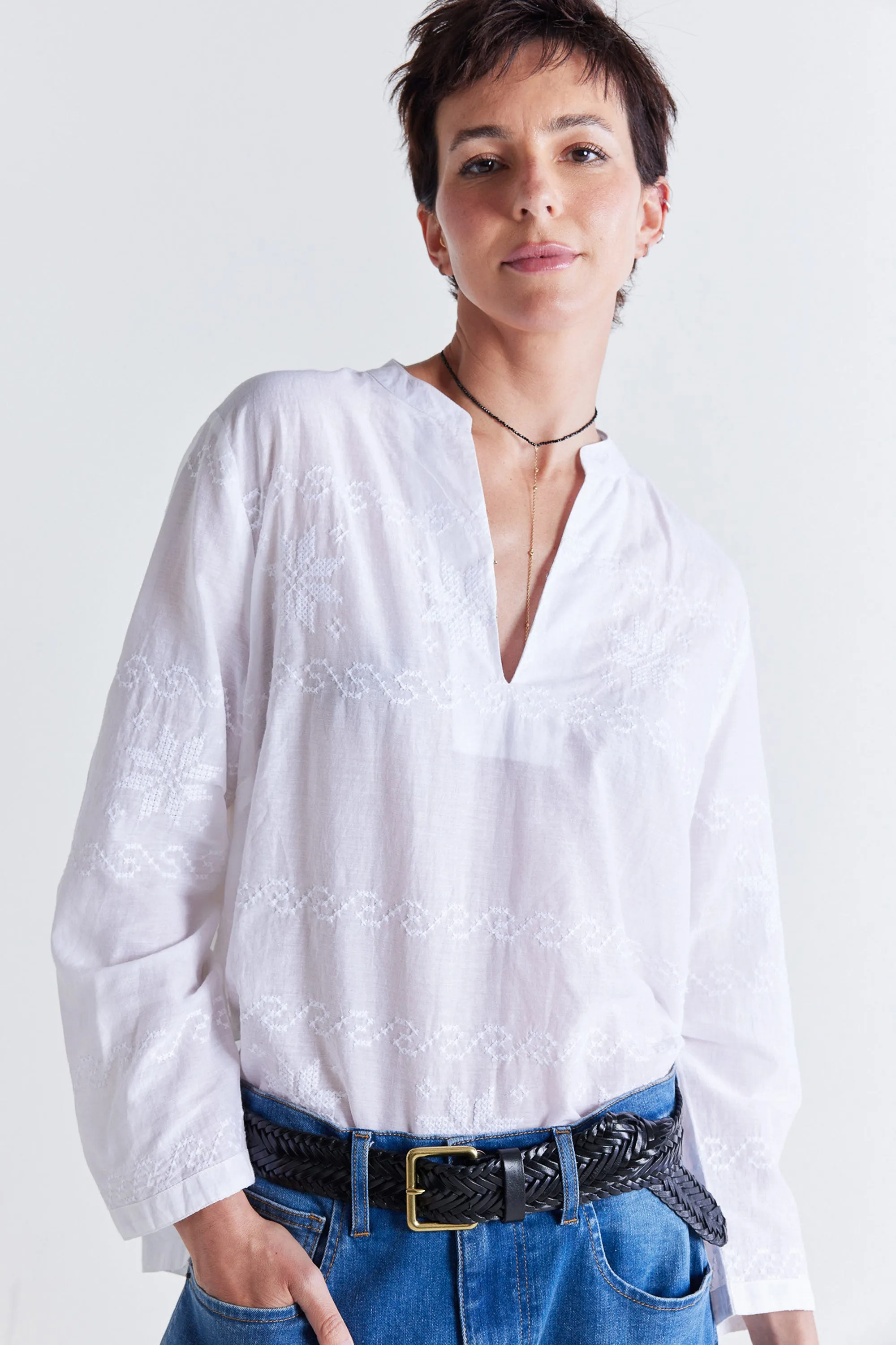 Embroidered Caftan Top