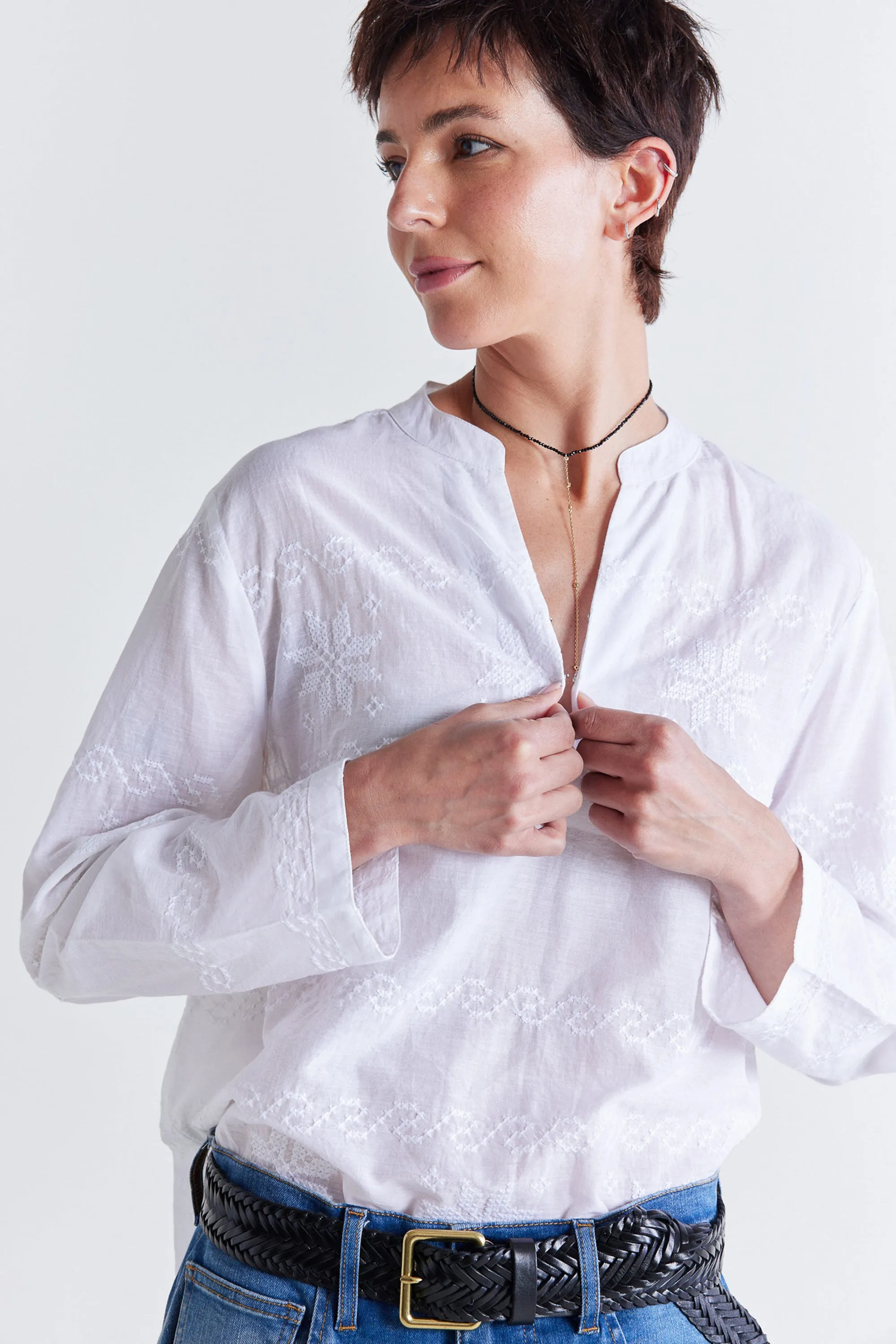 Embroidered Caftan Top