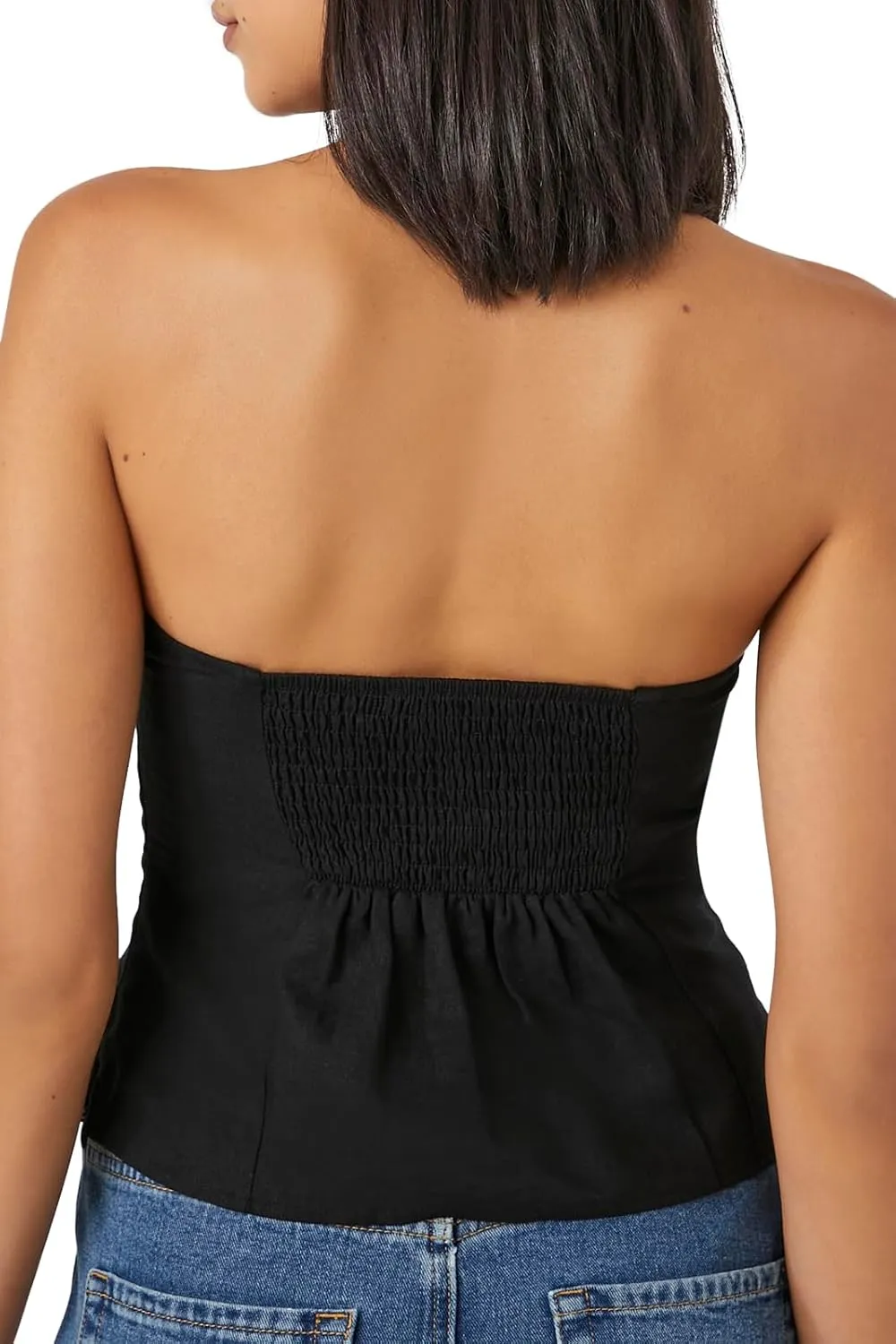 Forever 21 Women's Linen-Blend Smocked Tube Top