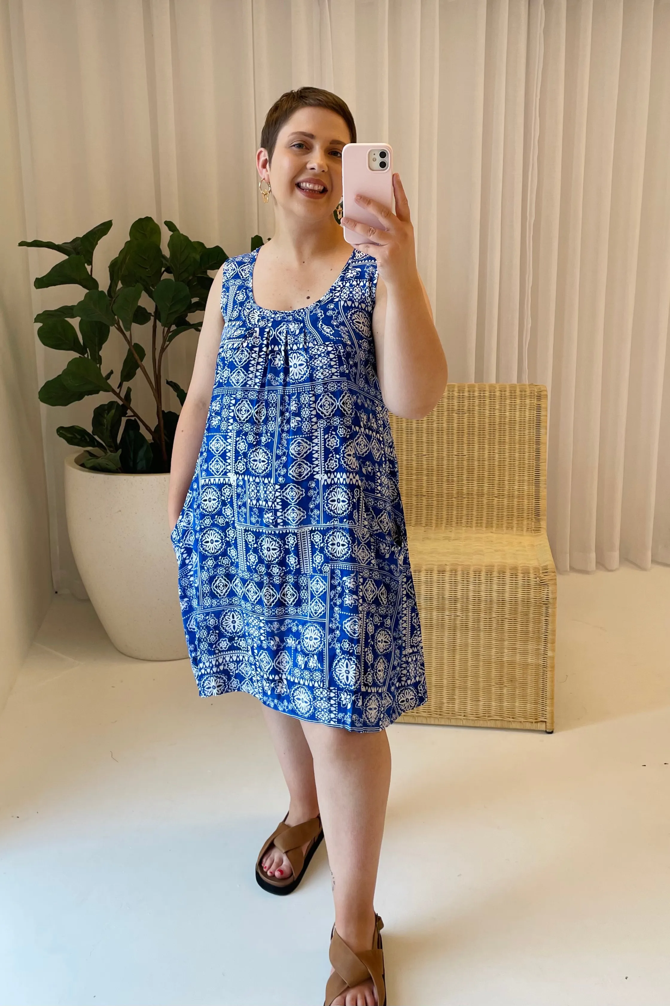 KAYLA SLEEVELESS DRESS - Blue Boho