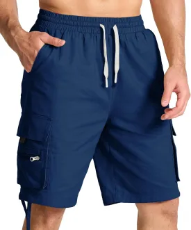 Mens Cotton Cargo Hiking Shorts with Multi Pockets Summer Outdoor Work Casual Shorts