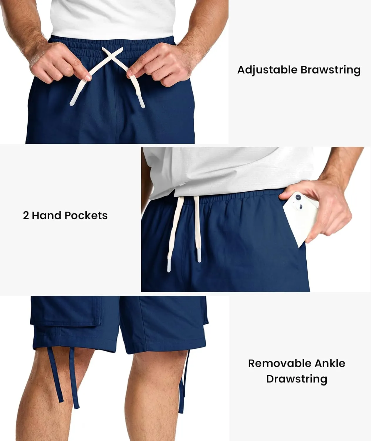 Mens Cotton Cargo Hiking Shorts with Multi Pockets Summer Outdoor Work Casual Shorts