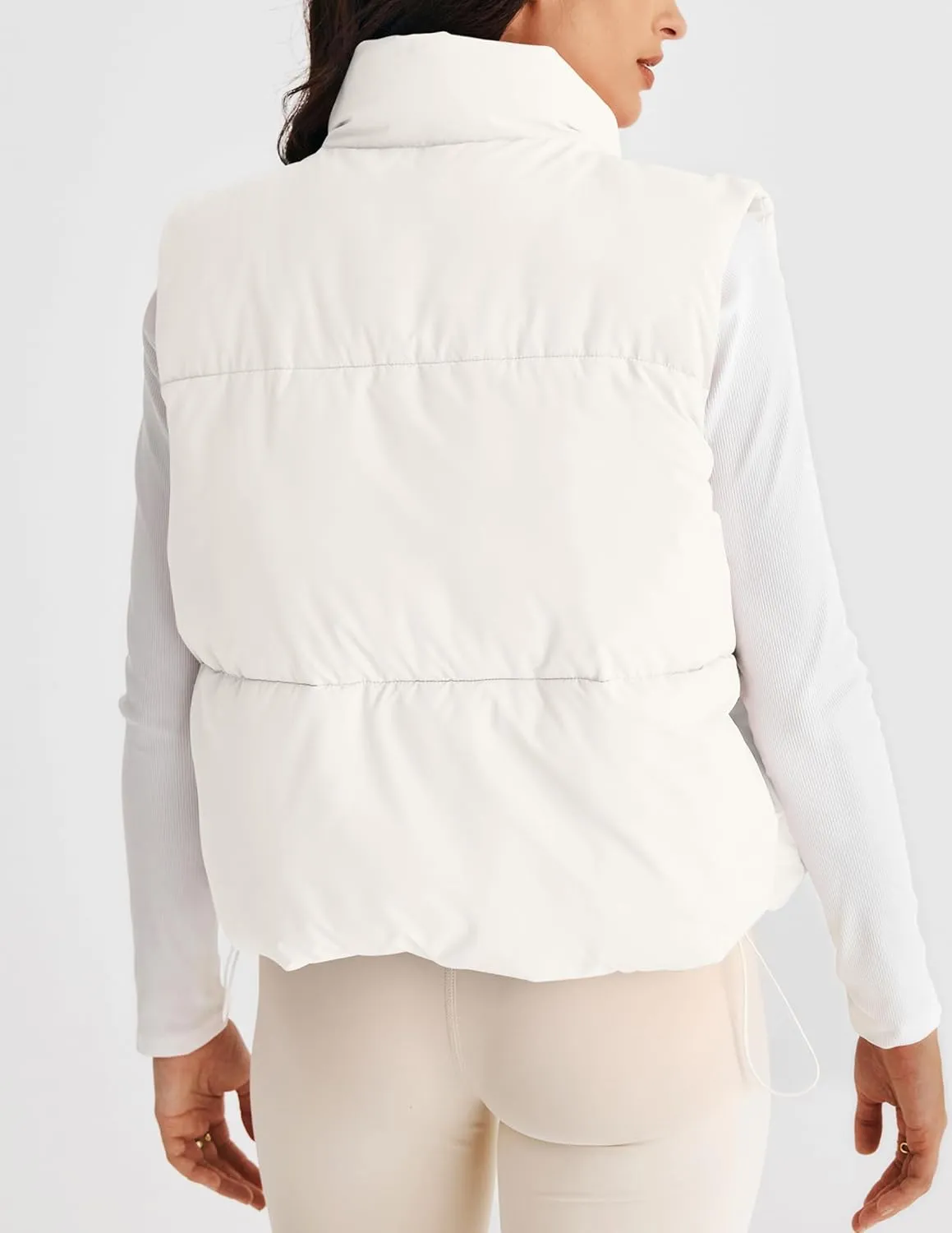 MEROKEETY Womens Puffer Vest Stand Collar Zip Up Sleeveless Padded Gilet Coat with Pockets