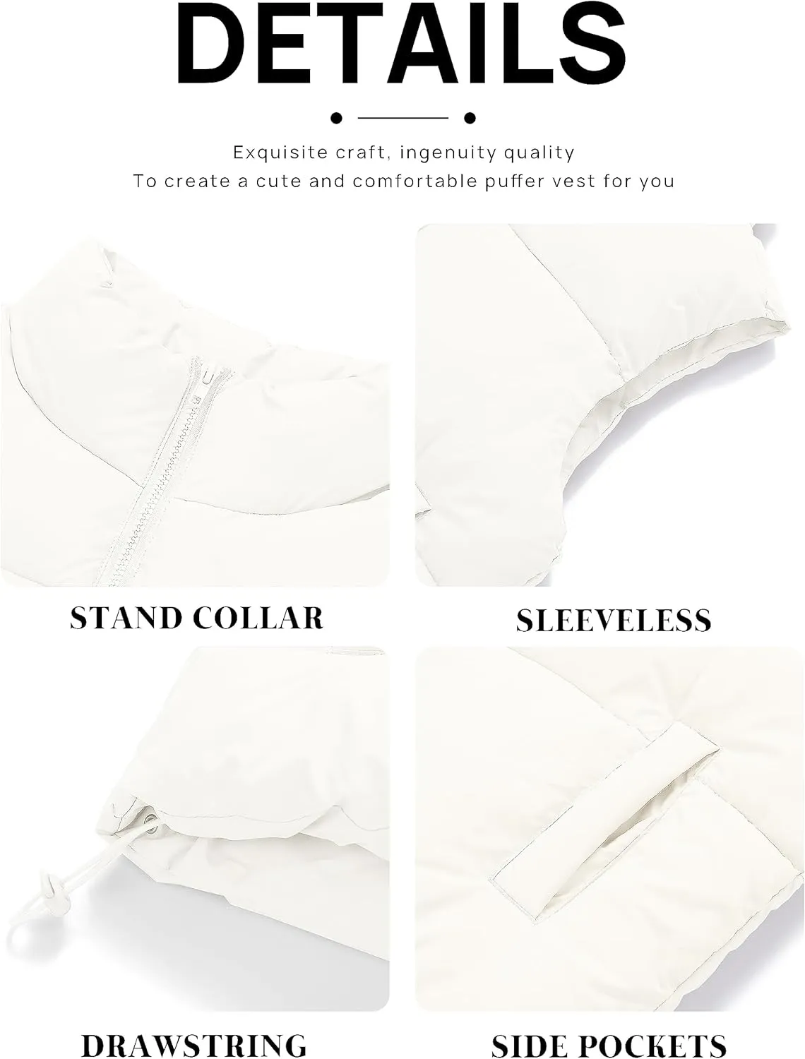 MEROKEETY Womens Puffer Vest Stand Collar Zip Up Sleeveless Padded Gilet Coat with Pockets