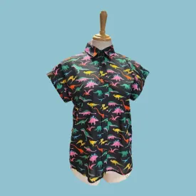 Origami Doll Dinosaur Button Up Top