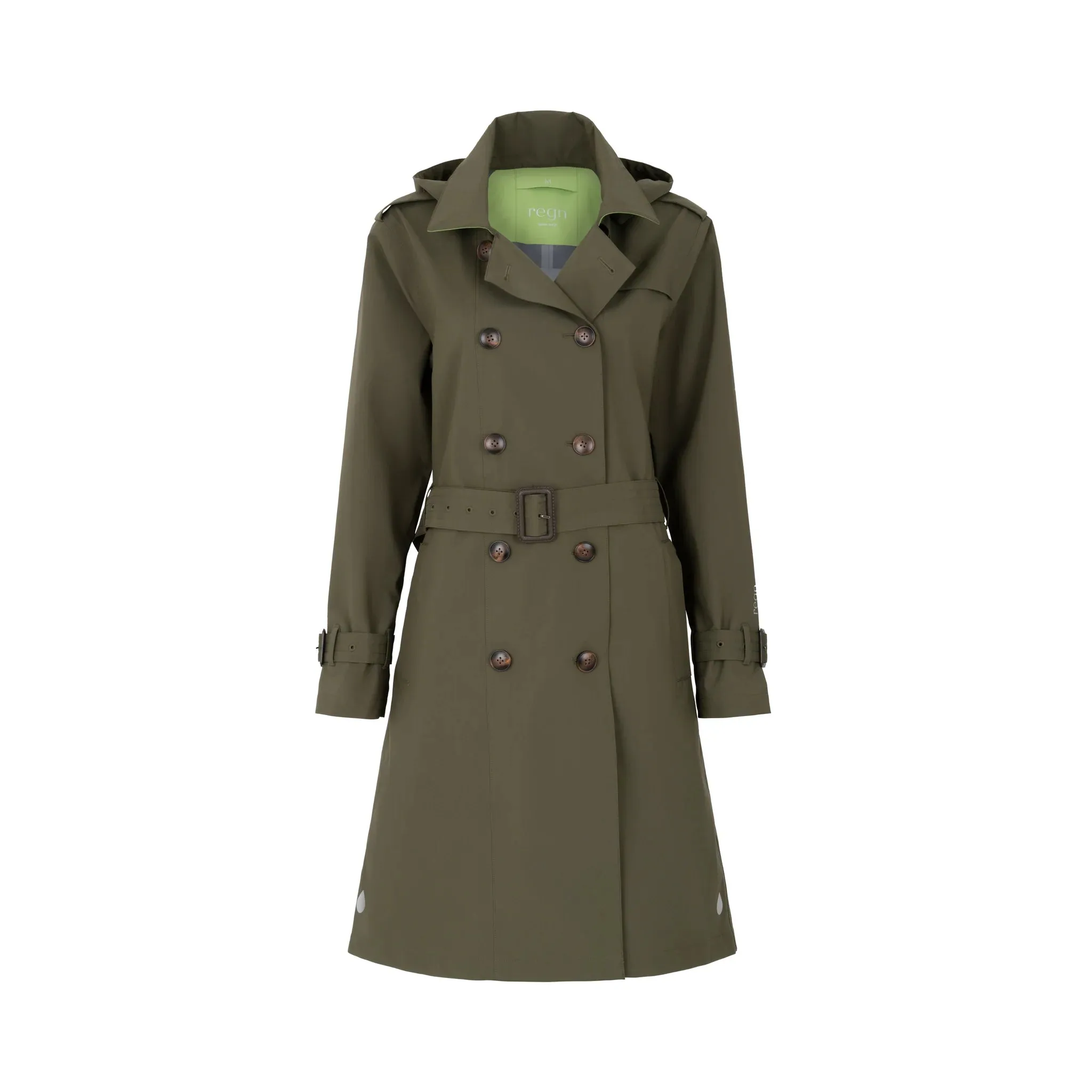 Regn Gill Trench Raincoat - Olive