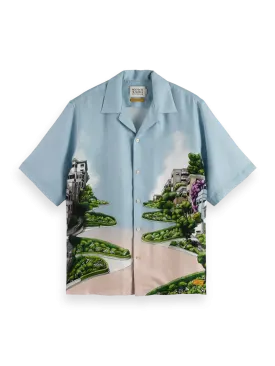 Relaxed-Fit Printed Tencel Shirt (Blue) - 178740WI24420