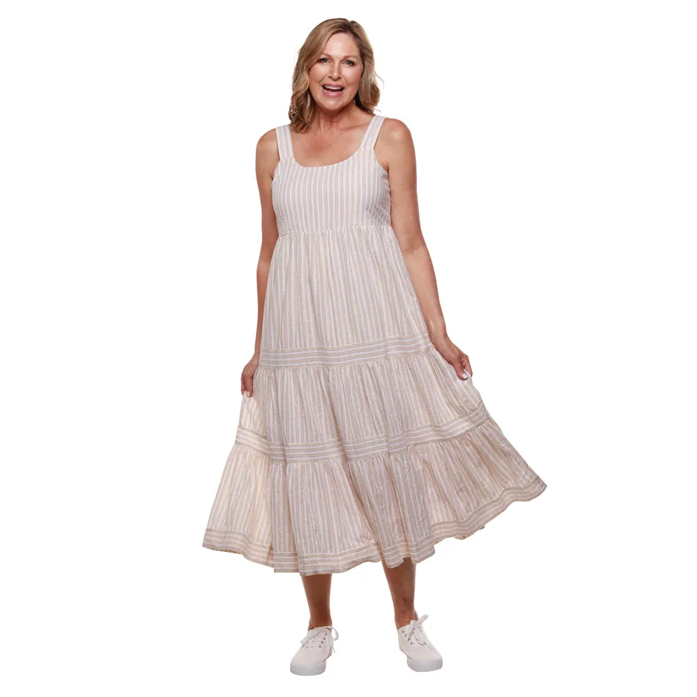Sandy Stripes Tiered Sun Dress