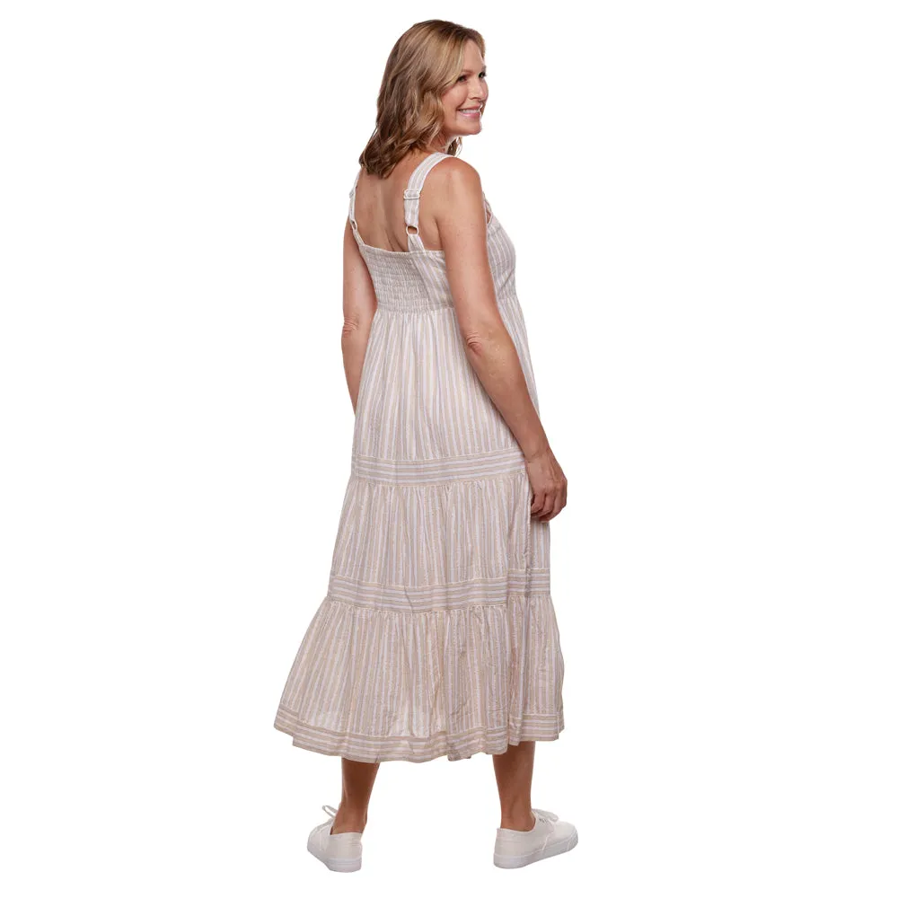 Sandy Stripes Tiered Sun Dress