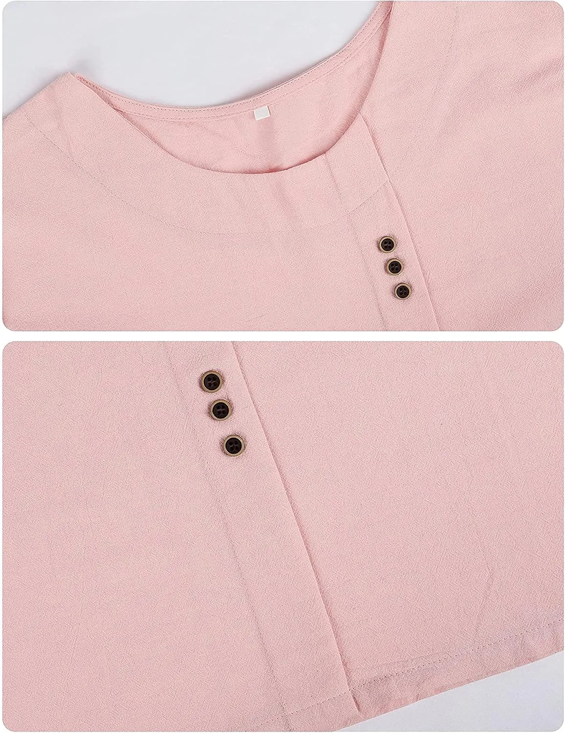 SCUSTY Oversized Crew Neck Linen Tops for Women Short Sleeve Cotton Blend Tee Shirts