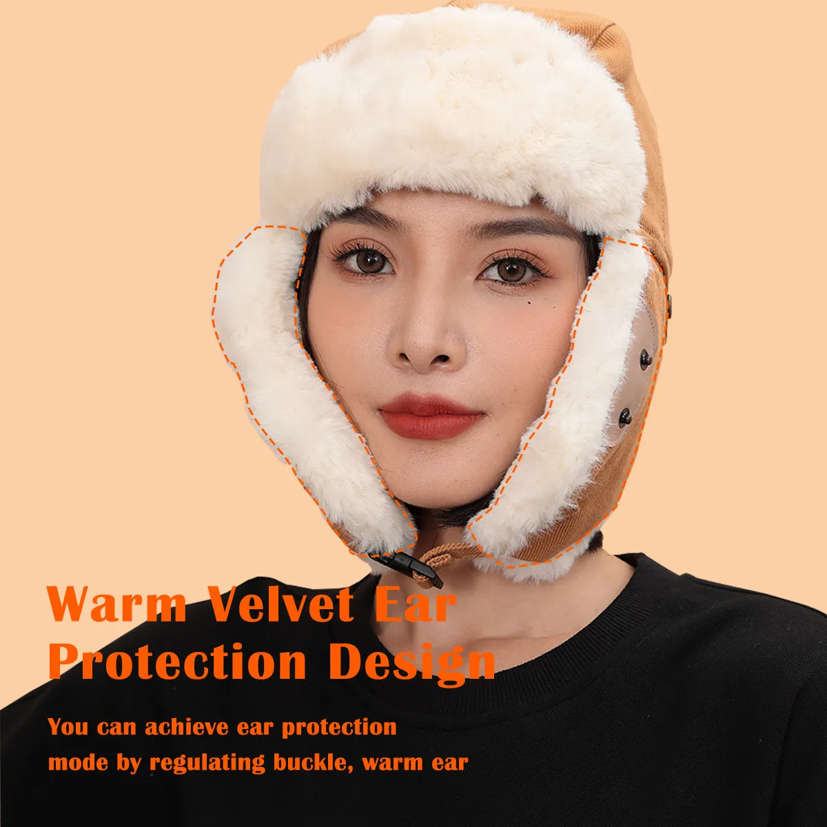 Sidiou Group Windproof Warm Hat Winter Autumn Ear Protection Cotton Ushanka Hat Thickening Outdoor Sports and Ski Hat Women Men