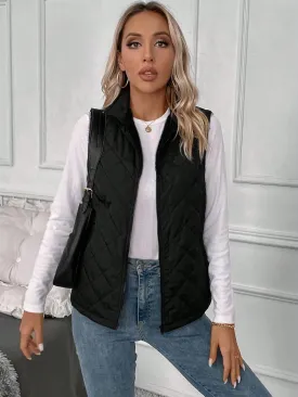 SKAYS Women's Stand Collar Lightweight Quilted Vest Zip Up Sleeveless Outwear Jacket with Pockets