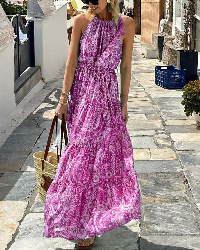 Sleeveless Boho Print Dress