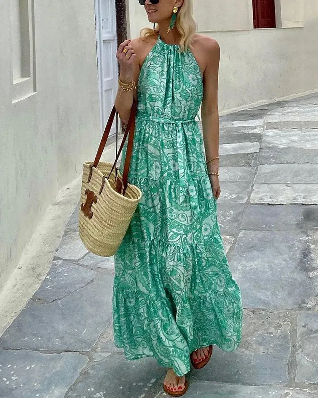Sleeveless Boho Print Dress