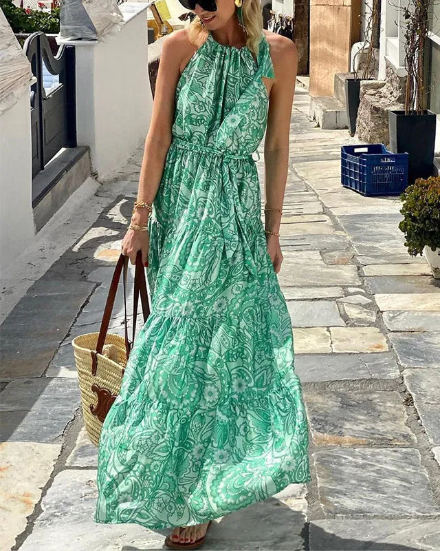 Sleeveless Boho Print Dress