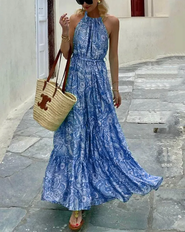 Sleeveless Boho Print Dress