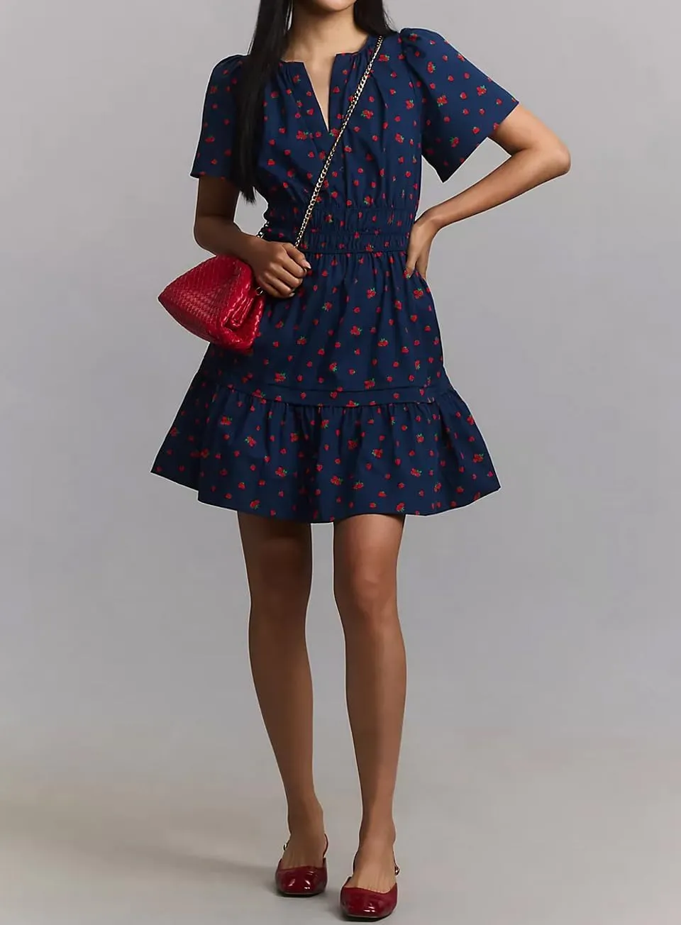 Women Somerset Mini Dress 2025 Summer Casual Floral Print V Neck Short Sleeve Tiered Boho Vacation Beach Dresses