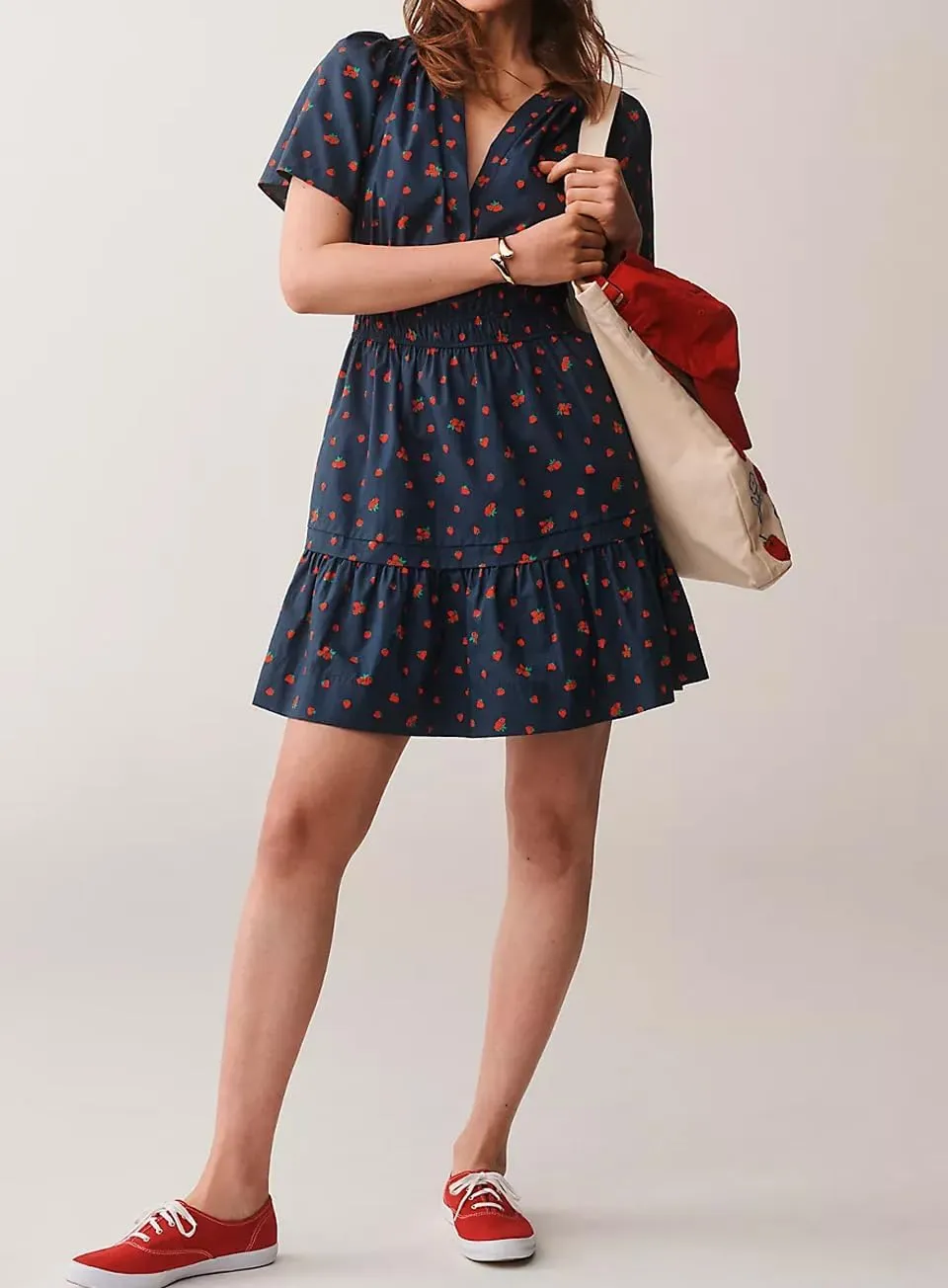 Women Somerset Mini Dress 2025 Summer Casual Floral Print V Neck Short Sleeve Tiered Boho Vacation Beach Dresses