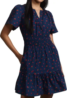 Women Somerset Mini Dress 2025 Summer Casual Floral Print V Neck Short Sleeve Tiered Boho Vacation Beach Dresses